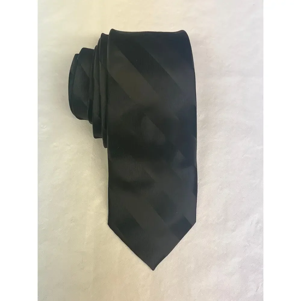 ZENIO Microfiber Tie - Black on Black - Hand Made - Slim Necktie 2.75